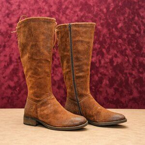 Born Women Hayden Rust Distress Brown Leather Back Lace Farm Riding Boots sz 6